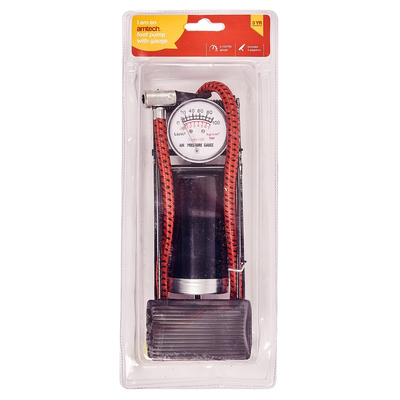 Amtech I9450 Foot Pump with Gauge