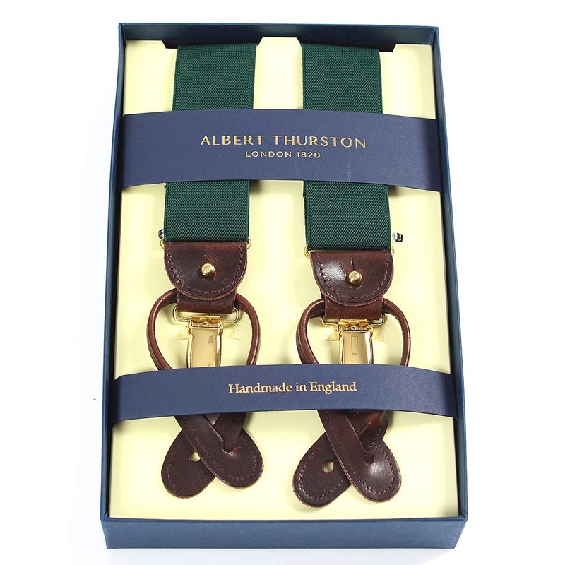 Y&TAILOR ALBERT THURSTON Suspenders, Green, Solid, green