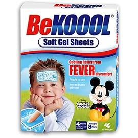 Be Koool: Kids 8 Hour Soft Gel Sheets w/Cooling Relief Fever Reducer, 4 Count (Pack of 5)