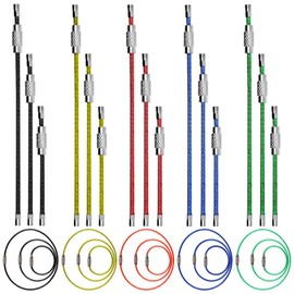 Swpeet 45Pcs Metal Wire Keychains Kit, 5 Colors and 3 Sizes Cable Keyrings 2mm Key Rings Loops with Stainless Steel Connecter for Hiking Luggage ID Tags - 4 Inch, 6 Inch, 7.8 Inch