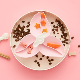 PetDreamHouse Spin Interactive Slow Feeder Bowl for Dogs - Bougainvillea Pink - Skill Level: Easy - Fun and Healthy Feeding with Movable, Adjustable Center Puzzle Piece for All Dogs and Food Types