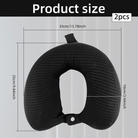 Asofelk 2PCS Black Travel Neck Pillow Cover U Neck Pillow Cover for Travel,Soft Airplane Pillow Cover Neck Pillow Replacement Cover/Soft and Smooth U Shaped Neck Pillow Cover (Only Pillow Covers)