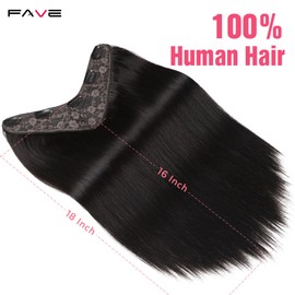 FAVE 16 Inches Clip in Extensions Real Human Hair V Shaped Seamless Clip in Hair Extensions Human Hair for Women,One Piece Hair Extension with 5 Clips 110g