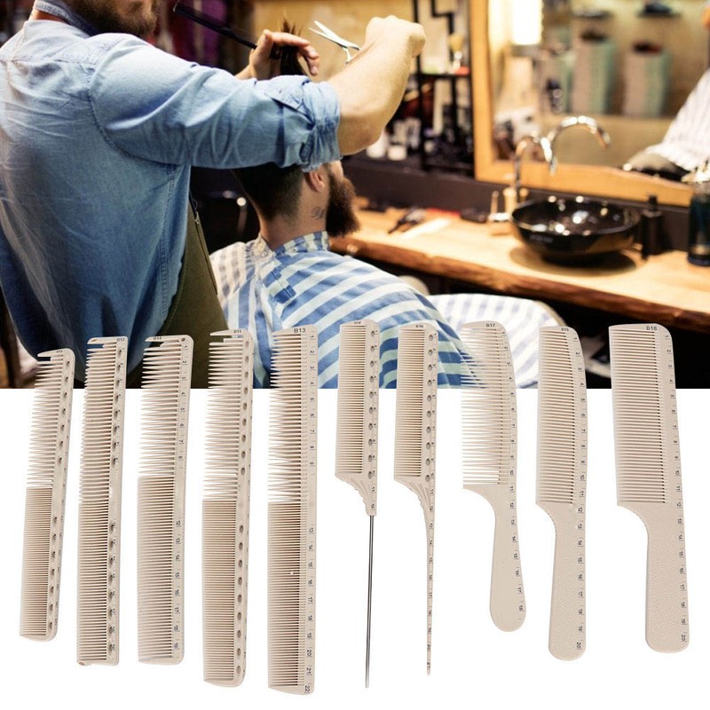10Pcs Professional Hairdressing Comb Barber Hair Styling Cutting Comb with