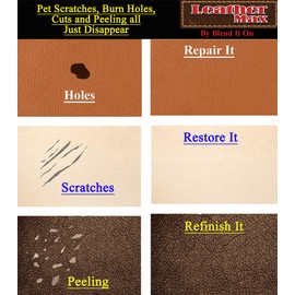 Blend It On Leather Max XL 8 Ounce Jar Refinish for Your Furniture, Jacket, Sofa or Car Seat, Couch, Purse, Boots (Dark Brown) Super Easy Instructions, Restore Any Material, Bonded, Genuine