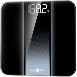 RunStar Digital Bathroom Scale for Body Weight with High Precision, Clear LED Backlight Display, Accurate Scale with 6mm Tempered Glass, 400lb, Silver