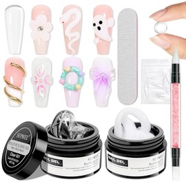 Gel de arte de uñas 3D transparente y blanco, gel sólido constructor para uñas, antiadherente, para escultura de manos, geles duros con doble forma pa
