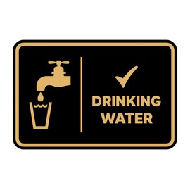 Signs ByLITA Classic Framed Drinking Water Sign (Black Gold) - Large