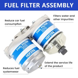 AUIVERED 7111-296 EBPN9N166AA Double Fuel Filter Assembly - Fit for Ford 2000 2600 2910 3000 3600 3610 4000 4600 4610 5000 Tractor Models New Holland NH Universal With Glass Bowl