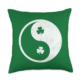 Shamrock Yin Yang - St Patrick's Day Logo Irish Shenanigans Throw Pillow