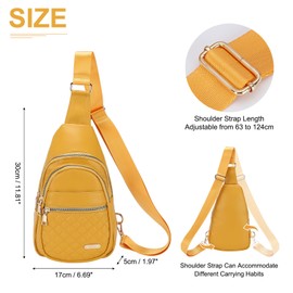 DTGN PU Leather Small Sling Bag Mini Crossbody Backpack Daypack - 7.9" Good for Hiking Travel Running Cycling Sports - Ginger