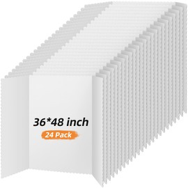Ctosree 24 Pcs Tri Fold Board Bulk, Science Fair Project Board,Lightweight Presentation Trifold Display Poster Board, Single Wall(36 x 48 Inch,White)