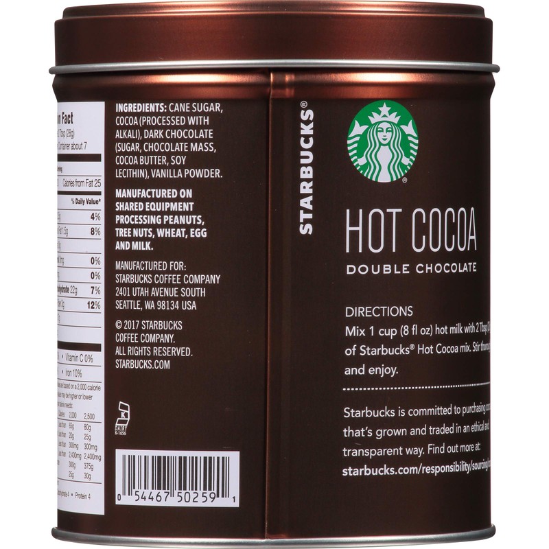 Starbucks Hot Cocoa Mix Tin, Double Chocolate Hot Cocoa Mix,