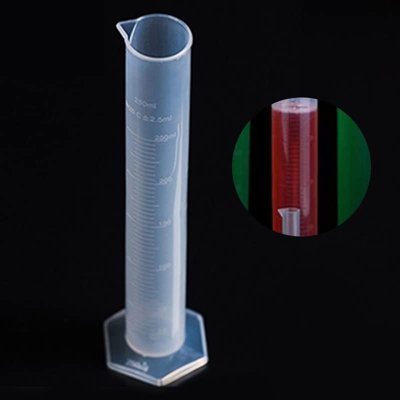 Clear PP Scaled Measuring Cylinder 250ml, and Alkali Resistant, Easy