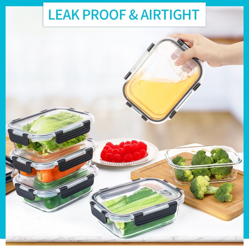 Skroam 10 Pack Glass Meal Prep Containers, 22 OZ Glass