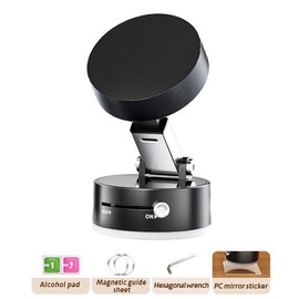 Mirror Phone Stand Selfie Makeup Mobile phone holder is sturdy and durable Adjustable Vacuum Magnetic Suction Cup Phone Mount, Hands-Free Magnetic Cell Phone Holder for Car/Gym/Mirror/Smoot:_Black