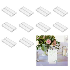 sourcing map 10 Pcs Acrylic Place Card Holders 3.1 Inch Clear Table Number Name Card Sign Holders Display Stand for Display Paper Game Piece Price Board Photos Memos Menus Labels, 80 x 40 mm