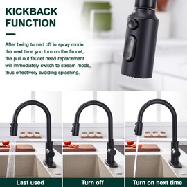 HEISOK Pull Down Faucet Head Replacement,3 Function Kitchen Sink Faucet Head with 10 Adapters,Pull Out Spray Head Replacement for Moen,Delta,Matte Black