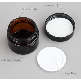 ericotry 6PCS Round Amber Glass Cosmetic Jars Empty Refillable Make-up Sample Containers Travel Jars with Inner Liners and Black Lids for Face Cream Lip Balm Body Butter and Other (5ml/0.16oz)