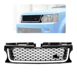 HECASA Front Grille Grill Assembly Compatible with 2010-2013 Land Rover Range Rover Sport L320 Black and Silver on U Around Grille