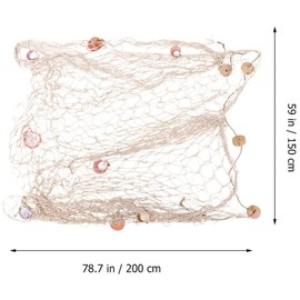 Shiwaki 1.5 x 2 m Decorative Fishing Net in Mediterranean Style, Fishing Net Decoration, Maritime Decoration, Marine Wall Decoration Net, Nautical Fish Net with Shells for Interior Decoration