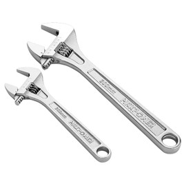 MAXPOWER 2PCS Heavy Duty Adjustable Wrench Set, Professional Shifter Movable Spanners with Extra Large Jaw Capacity, Drop Forged Cr-V Steel, Chrome Finish, Metric/SAE, Includes 8 Inch, 12 Inch