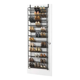 Whitmor 36 Pair Over the Door Shoe Organizer, 12 Tier Hanging Shoe Organizer, Heavy Duty Metal & Mesh Shoe Holder, Hanging Shoe Rack for Closet Storage, 74"H x 21.7"W x 7.5"D, Gunmetal Gray