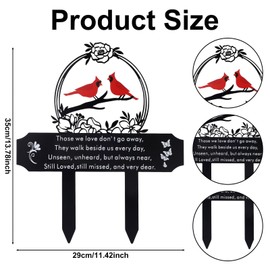 Goktvai Cardinal Grave Decoration for Cemetery, Metal Tombstone Memorial Marker with Poem Weatherproof Outdoor Yard Garden Grave Stakes for Loss of Father Mother