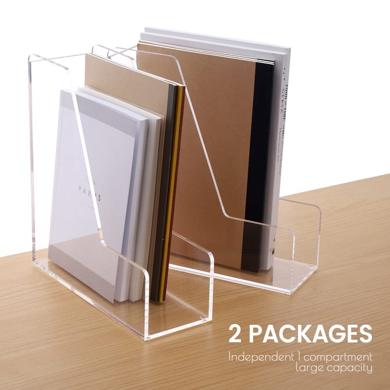 HeZone Magazine Holder, Clear Acrylic Desk Organizers, File Organizer for