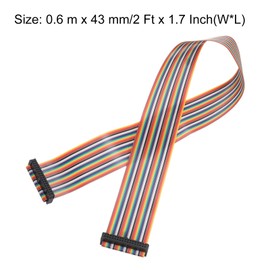 MECCANIXITY IDC Rainbow Wire Flat Ribbon Cable 2.54mm Pitch 34 Pin Connection Line FC Dual Female Black Connector for DIY Experiment 2 Ft Length 1 Pcs