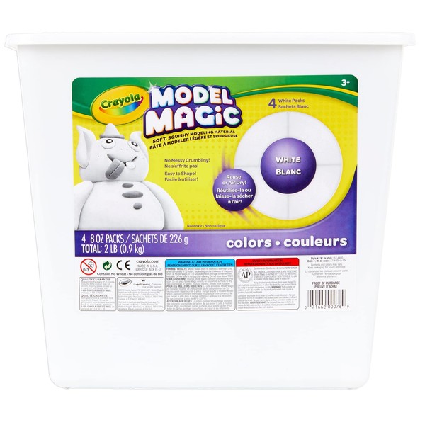 Crayola Model Magic White, Modeling Clay Alternative, Kids Art Supplies, 2 lb. Bucket, Gifts For Kids