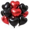 18 Inch Black Red Heart Balloons, 12 Pcs Heart Foil