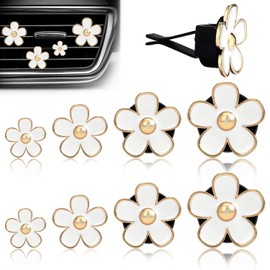Daisy Flower Air Vent Clip, 8 Pcs Clips Car Air Freshener Daisy Flowers, Air Vent Decorations, Car Air Outlet Vent Decorations Accessories For Women(White)