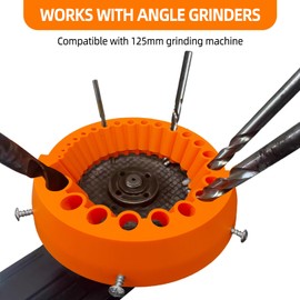 Drill Bit Sharpener Attachment for 125mm Angle Grinders (2-13mm Bits) - Revive Dull Bits & Extend Tool Life (Orange)