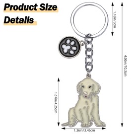 WEWAYSMILE Dog Car Keychain Pet Keychain Portable Metal Keychain Gift for Pet Lover Birthday Puppy Theme Party Supplies, White Golden Retriever, About 8.5*7.5*1 mm