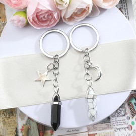 Tranbath Crystal Stone Keychain Set for Women, Black and White Crystals, Gifts for Friends, Travel Accessories, Inspirational Friendship Keyring, Unique Women Gift, Special Girlfriend Gifts