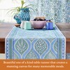 Saffron Marigold Blue Table Runner - 18x120 inches, Hand Block