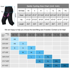Santic Women's Bike Pants 4D Padded Cycling Capris Shorts 3/4 Biking Tights Bicycle Capris