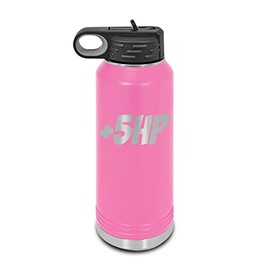 +5 HP Laser Engraved Water Bottle Customizable Polar Camel Stainless Steel with Straw - plus 5 jdm horsepower horse power Pink 32 oz