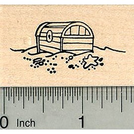Pirate Treasure Rubber Stamp, Chest on Sea Floor