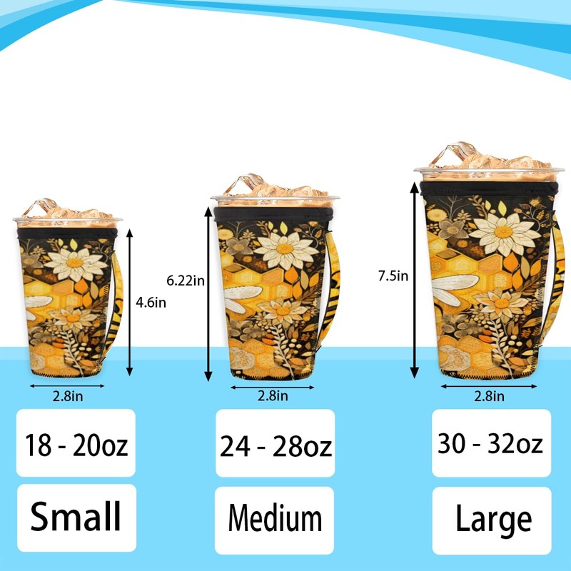 Reusable Iced Coffee Sleeve with Handle Neoprene Insulated Sleeves for