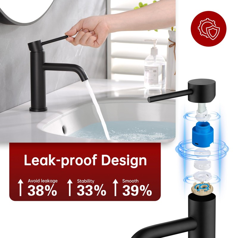 SUMERAIN Matte Black Bathroom Sink Faucet Single Handle Single Hole