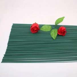 Flower Wire, Flower Stem Wire, Pack of 100, Green Stem Wire, Flower Shop Plug-In Wire, Floristry Wire for Artificial Flowers, Wedding Bouquet Decorations, Crafts, 2 mm x 30 x cm