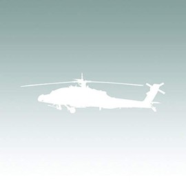 AH-64 Apache Sticker - Decal - Die Cut - F4 Military Monster Helicopter Attack ah64 - White 4.00" x 1.11"