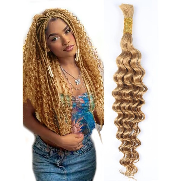 Human Braiding Hair for Boho Braids Honey Blonde Deep Water