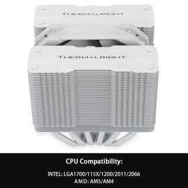 Thermalright Peerless Assassin 120 Mini White CPU Air Cooler, 6 Heat Pipes Dual Towers Cooler, with TL-D12W PWM Fans, Desktop PC Cooler for Intel LGA 1851/1700/1150/1151/1200/2011,AMD:AM4/AM5