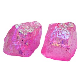 2 Pieces Rose Aura Quartz Raw Crystals and Healing Stones, Natural Rocks for Meditation and DIY Raw Stones and Crystals