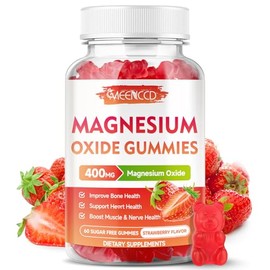MEENCCD Gomitas de óxido de magnesio de 400 mg, suplemento masticable de óxido de magnesio para adultos y niños, apoyo para nervios y músculos, sin...