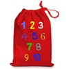 Busy Hands & Feet Numbers Counting Red Drawstring Bag (Medium