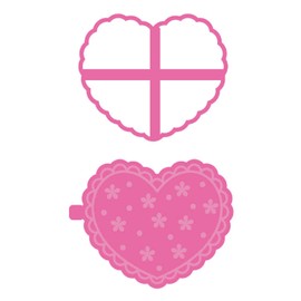 LissieLou Frilly Heart Cookie Cutter and Stamp Valentine's Day Icing Stamp Fondant Embosser - Pink